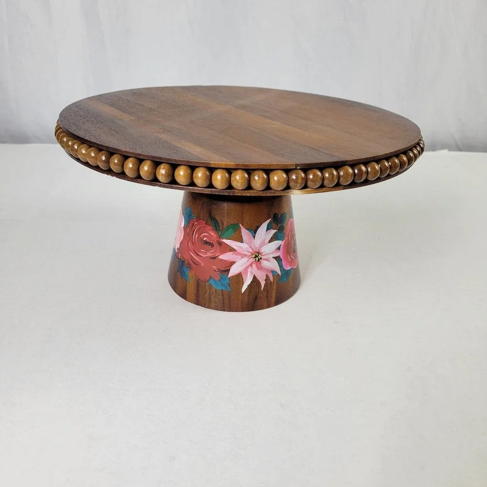 The‎ Pioneer Woman Wishful Winter Beaded Acacia Wood Cake Stand